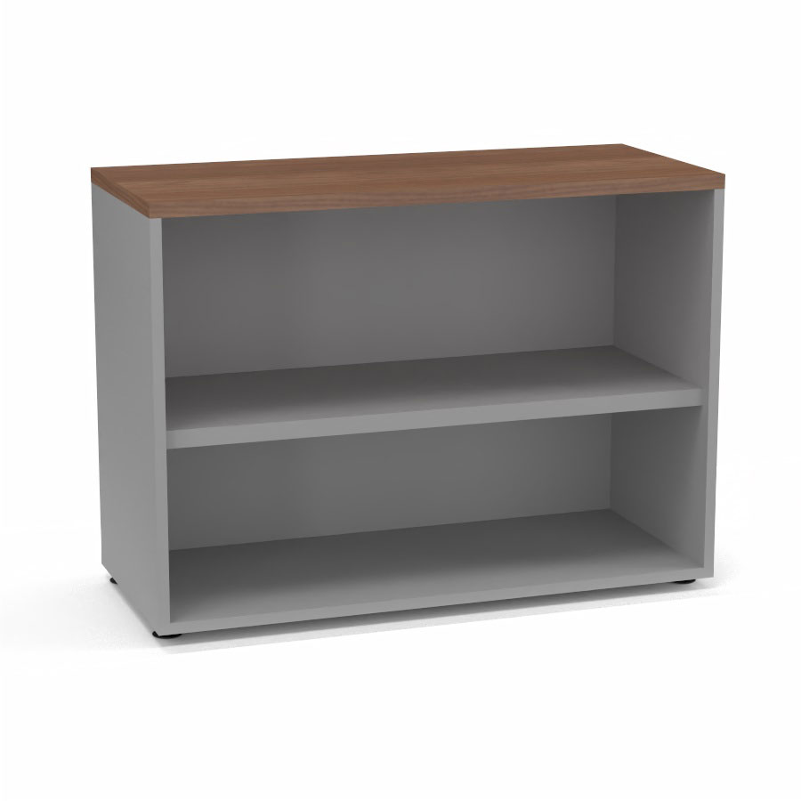 Armoire mlamine Armand 1 tablette H. 73,5 x L. 100 x P. 43,2 cm sans portes finition mlamine gris aluminium avec top structurel mlamine noyer ambr