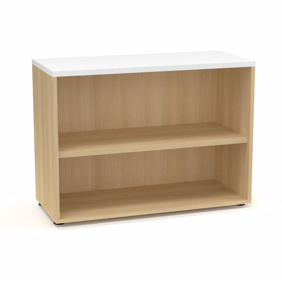 Armoire mlamine Armand 1 tablette H. 73,5 x L. 100 x P. 43,2 cm sans portes finition mlamine chne clair avec top structurel mlamine blanc neige