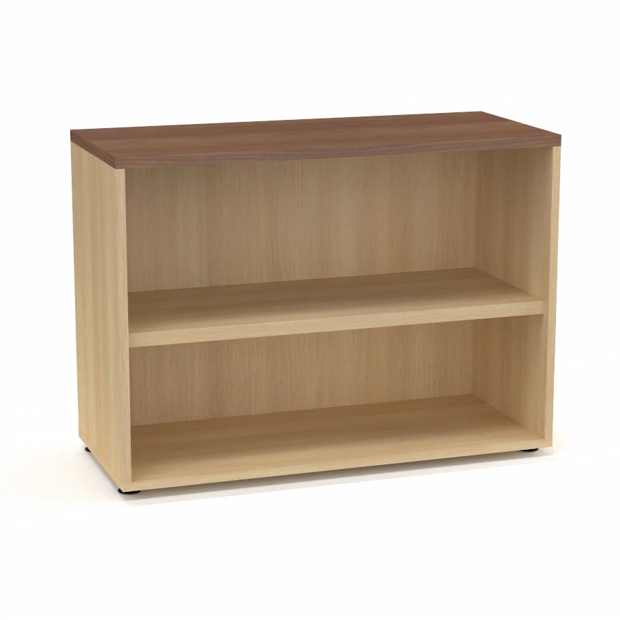 Armoire mlamine Armand 1 tablette H. 73,5 x L. 100 x P. 43,2 cm sans portes finition mlamine chne clair avec top structurel mlamine noyer ambr