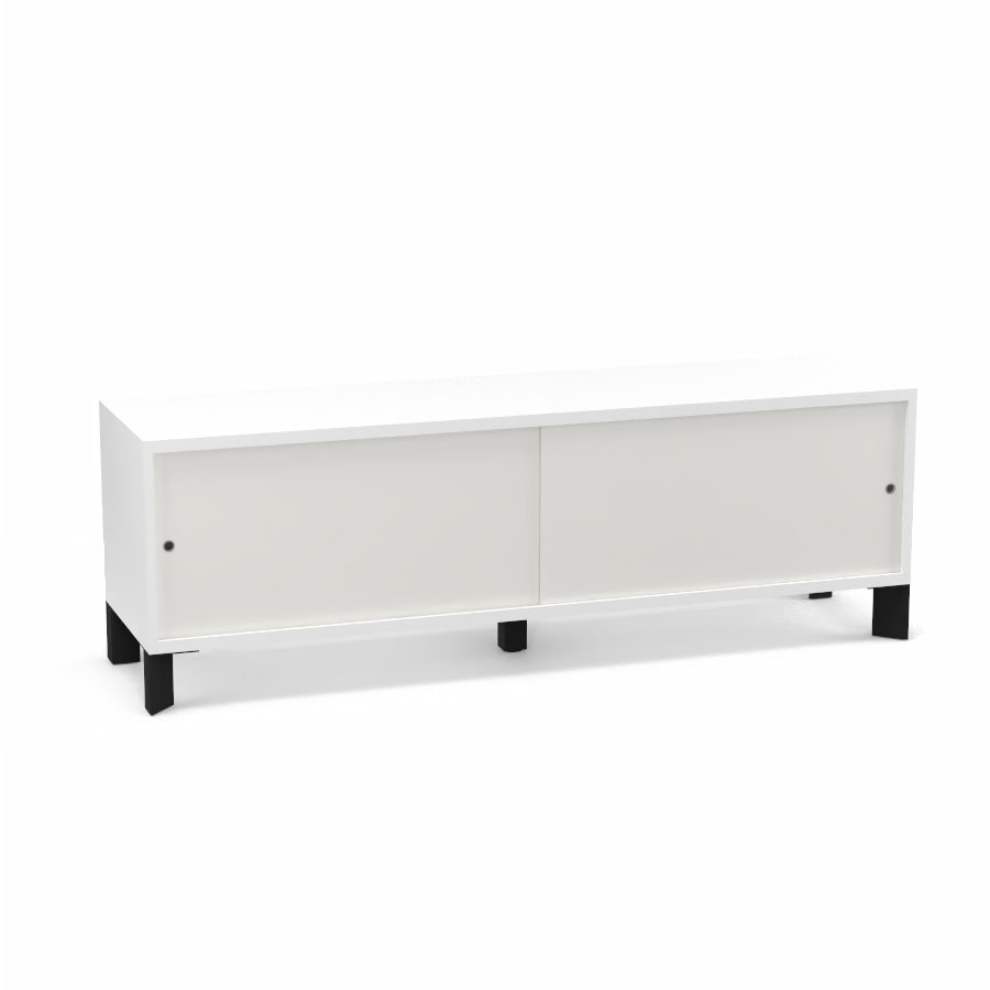 Module bas Armand H. 55,2 x L. 165 x P. 43,2 cm corps mlamine blanc neige - portes altuglas blanc satin