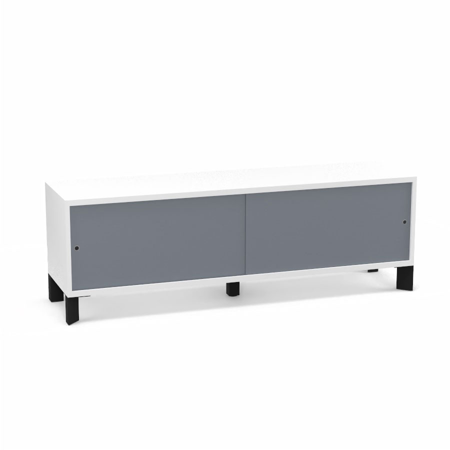 Module bas Armand H. 55,2 x L. 165 x P. 43,2 cm corps mlamine blanc neige - portes altuglas gris fum