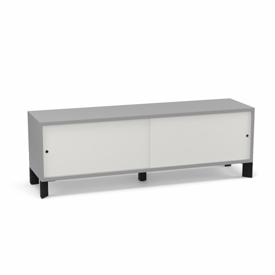 Module bas Armand H. 55,2 x L. 165 x P. 43,2 cm corps mlamine gris aluminium - portes altuglas blanc satin