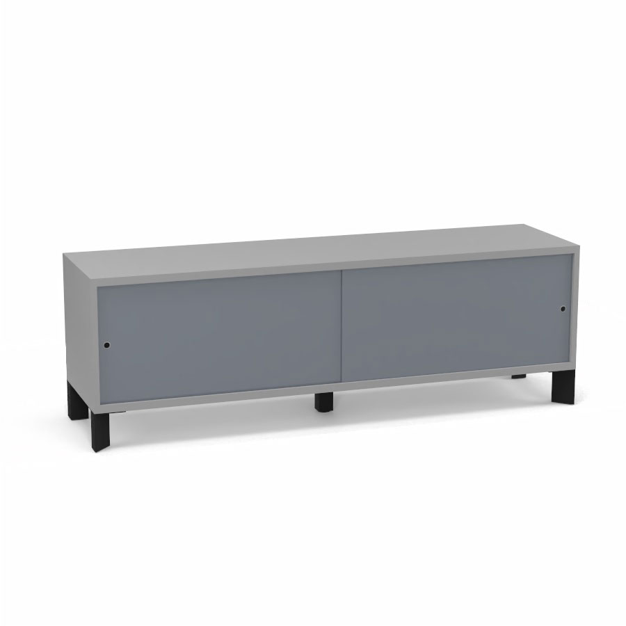 Module bas Armand H. 55,2 x L. 165 x P. 43,2 cm corps mlamine gris aluminium - portes altuglas gris fum