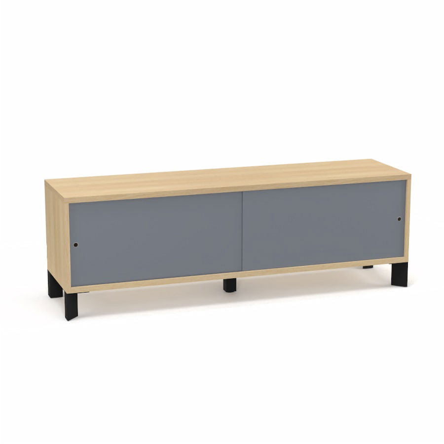 Module bas Armand H. 55,2 x L. 165 x P. 43,2 cm corps mlamine chne clair - portes altuglas gris fum