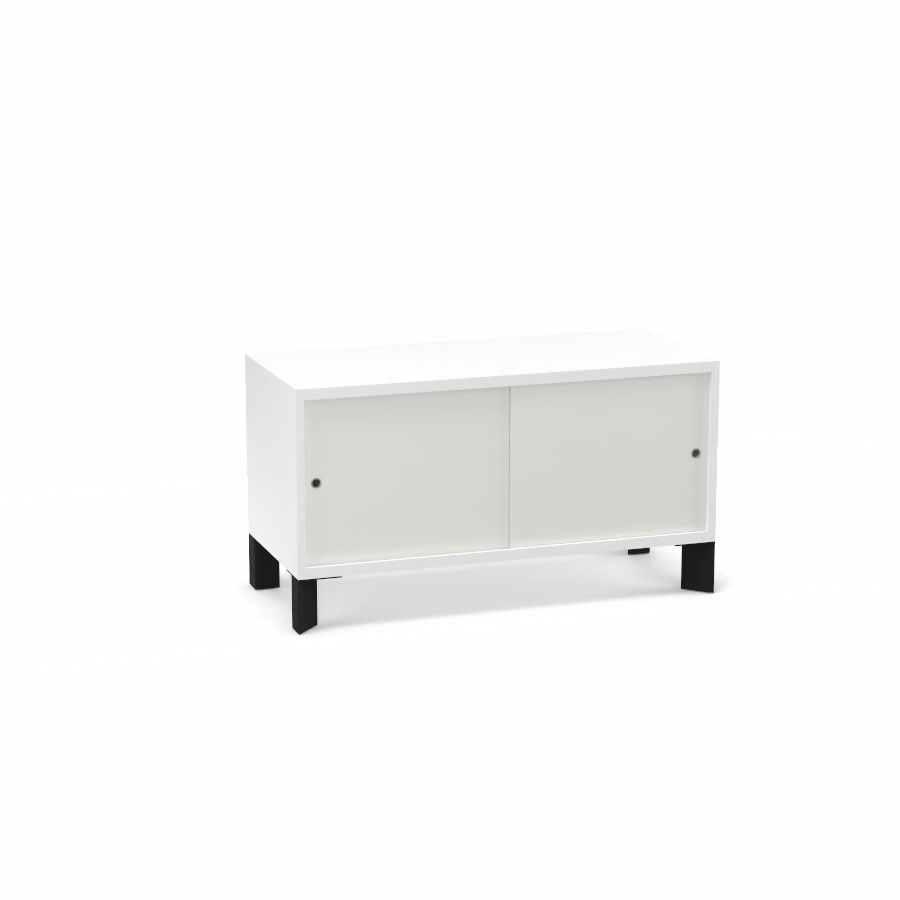 Module bas Armand H. 55,2 x L. 100 x P. 43,2 cm corps mlamine blanc neige - portes altuglas blanc satin