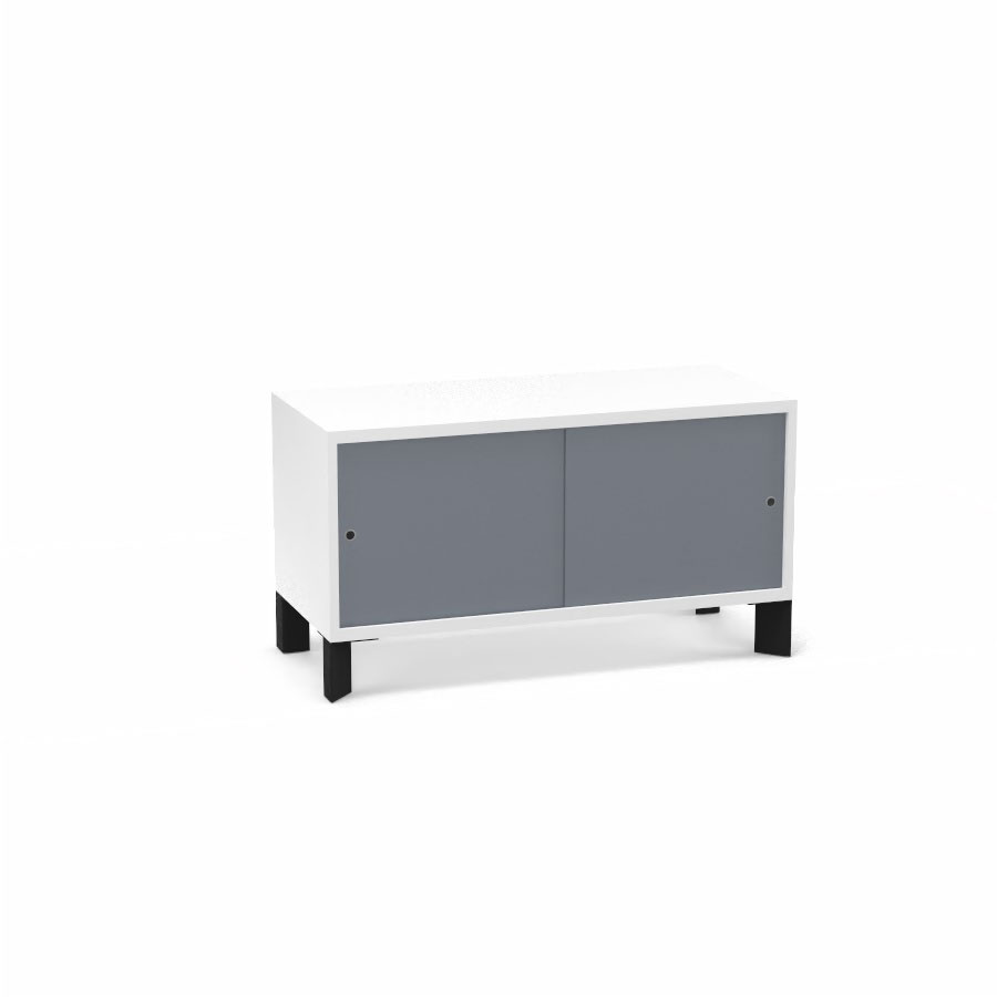 Module bas Armand H. 55,2 x L. 100 x P. 43,2 cm corps mlamine blanc neige - portes altuglas gris fum