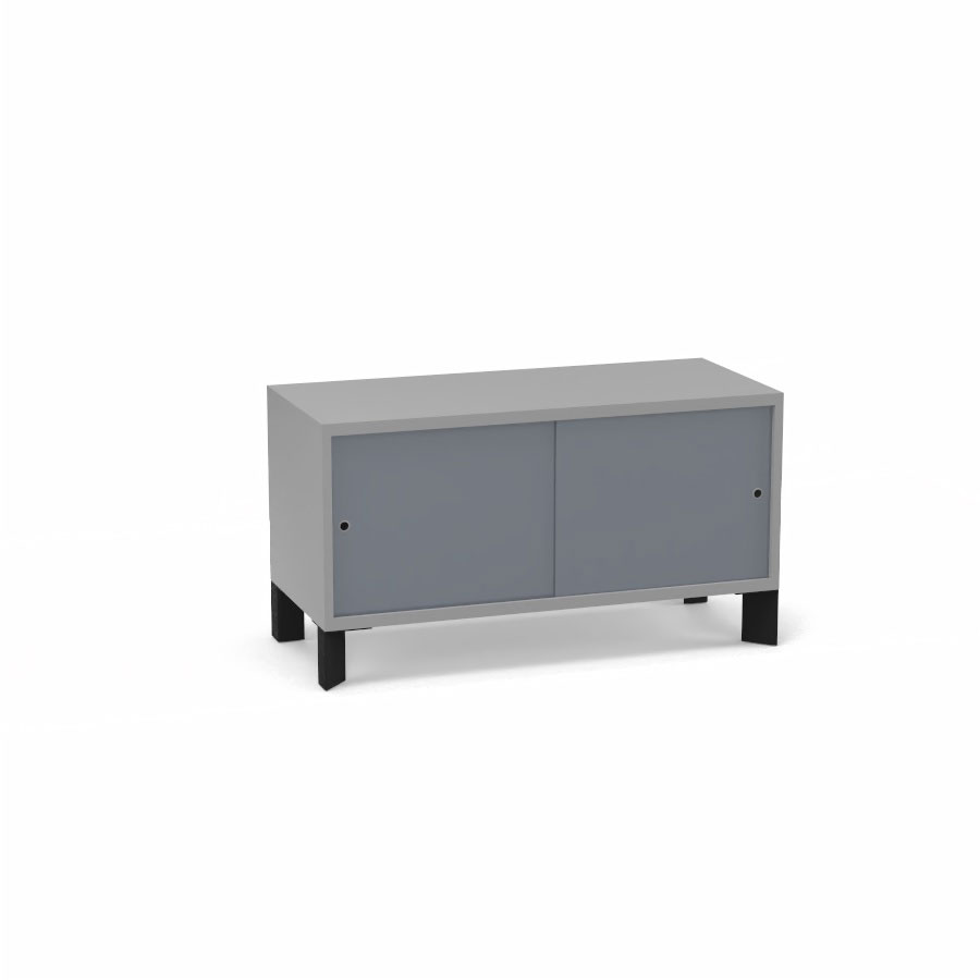 Module bas Armand H. 55,2 x L. 100 x P. 43,2 cm corps mlamine gris aluminium - portes altuglas gris fum