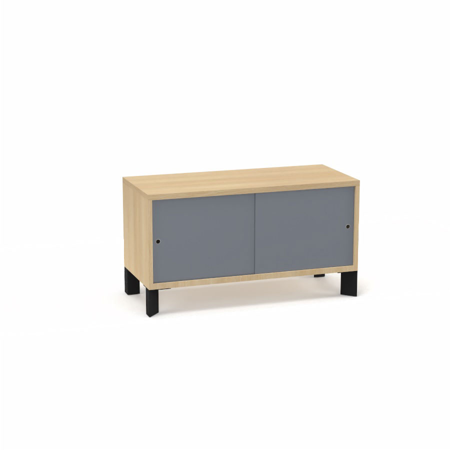 Module bas Armand H. 55,2 x L. 100 x P. 43,2 cm corps mlamine chne clair - portes altuglas gris fum