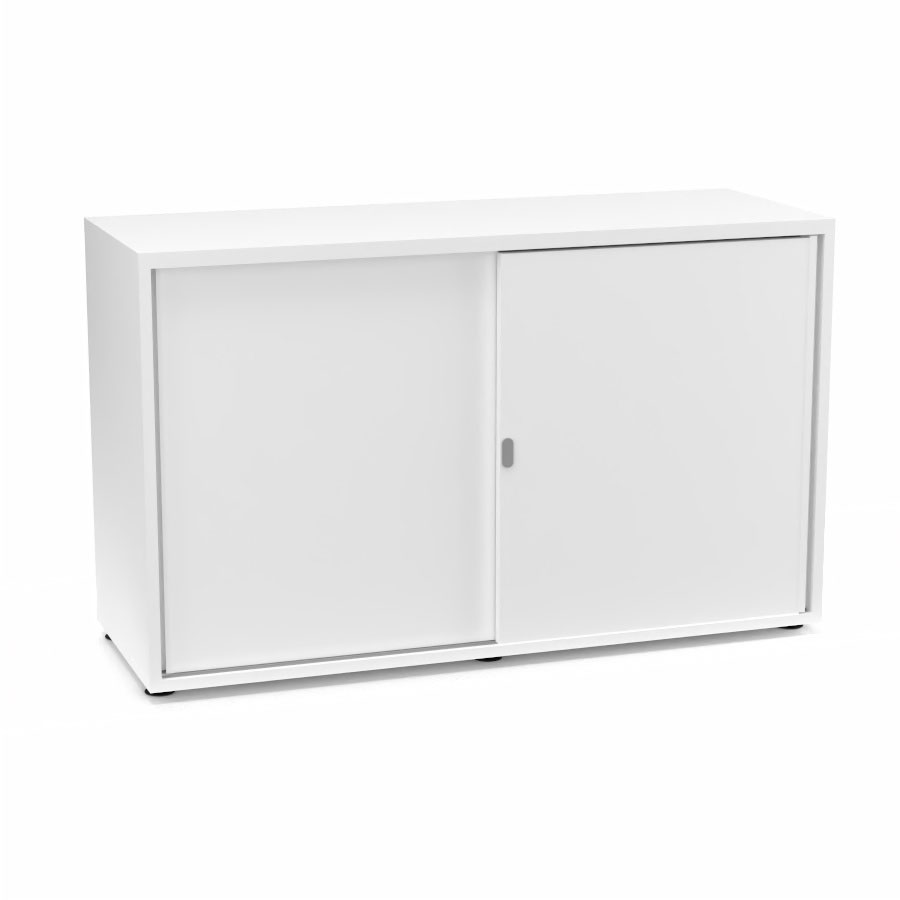 Armoire Armand 2 portes coulissantes H. 73,5 x L. 120 x P. 43,2 cm - 1 tablette - corps mlamine blanc neige - portes mlamine blanc neige