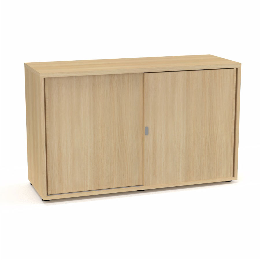 Armoire Armand 2 portes coulissantes H. 73,5 x L. 120 x P. 43,2 cm - 1 tablette - corps mlamine chne clair - portes mlamine chne clair