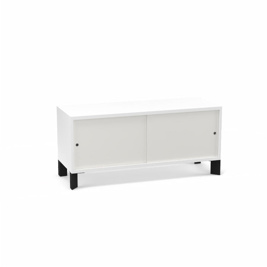 Module bas Armand H. 55,2 x L. 120 x P. 43,2 cm corps mlamine blanc neige - portes altuglas blanc satin