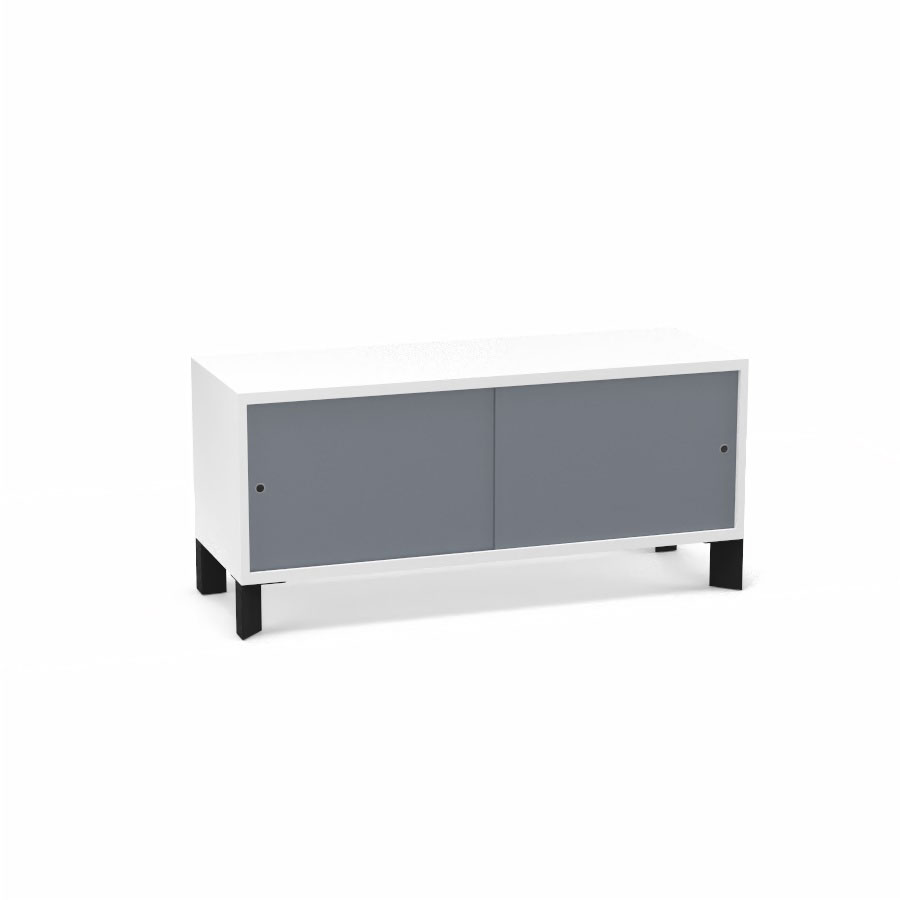 Module bas Armand H. 55,2 x L. 120 x P. 43,2 cm corps mlamine blanc neige - portes altuglas gris fum