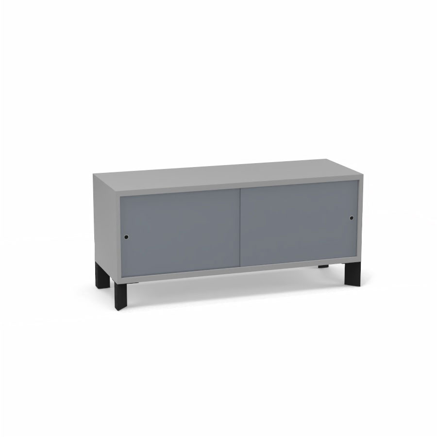 Module bas Armand H. 55,2 x L. 120 x P. 43,2 cm corps mlamine gris aluminium - portes altuglas gris fum