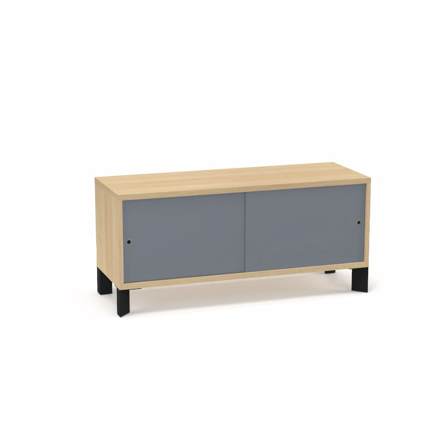 Module bas Armand H. 55,2 x L. 120 x P. 43,2 cm corps mlamine chne clair - portes altuglas gris fum