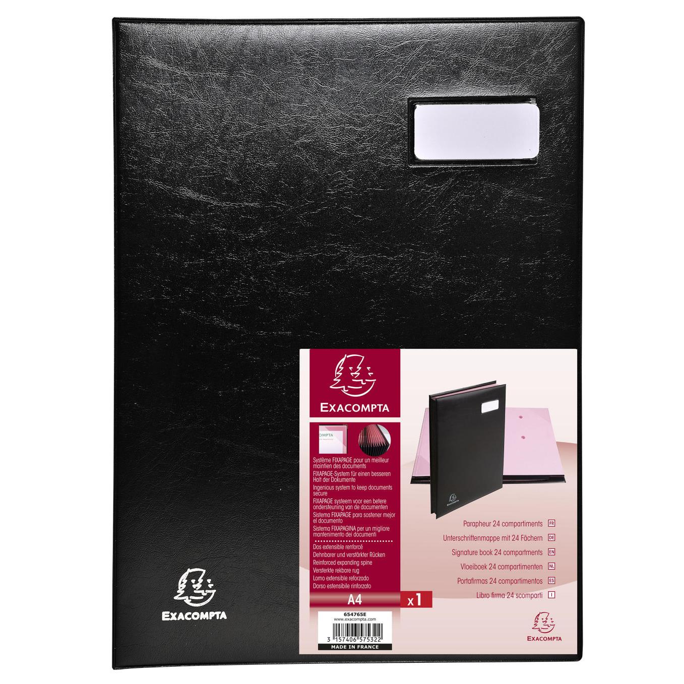 Parapheur 24 compartiments Claircell - noir - couverture en PVC expans