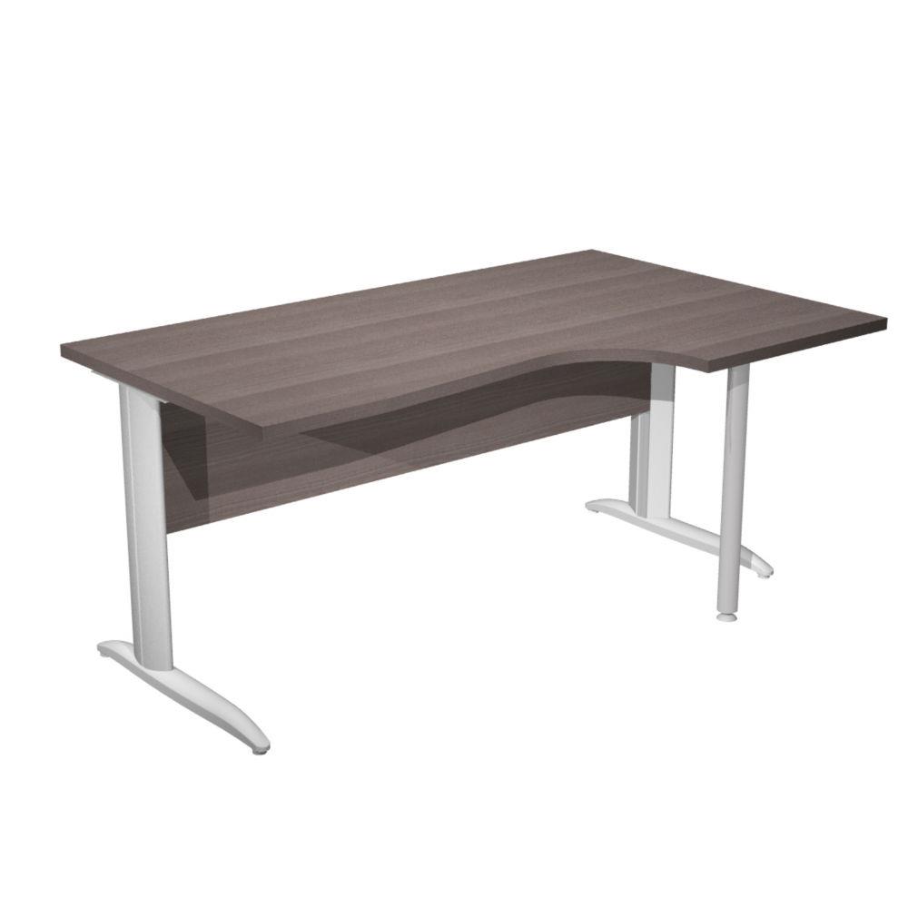 Bureau compact Pulse m�tal - retour � droite L160 x P100 cm - plateau cendre - pieds L aluminium