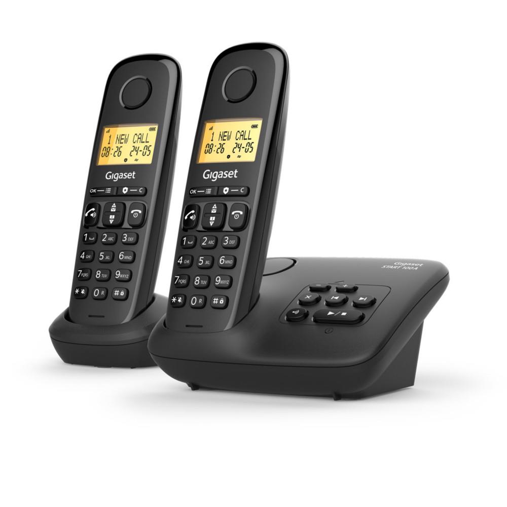 T�l�phone sans fil Gigaset DECT Basic 100A Duo - R�pondeur + Fonction mains libres - Noir