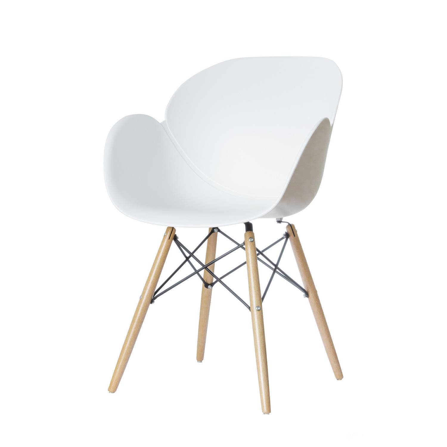 Chaise KiWood en polypropylne - pitement htre massif - assise blanche