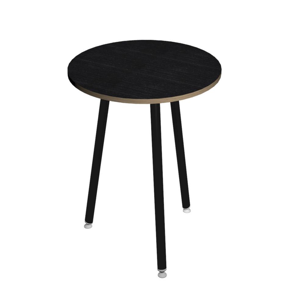 Table ronde Knot o 80 cm, 3 pieds mtal inclins - Noir