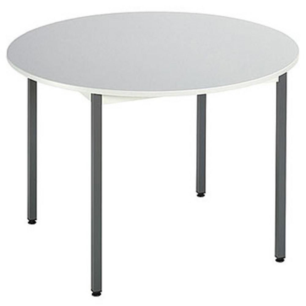 Table Dclic ronde - Oslash - 110 cm - plateau gris clair - pieds gris fonc