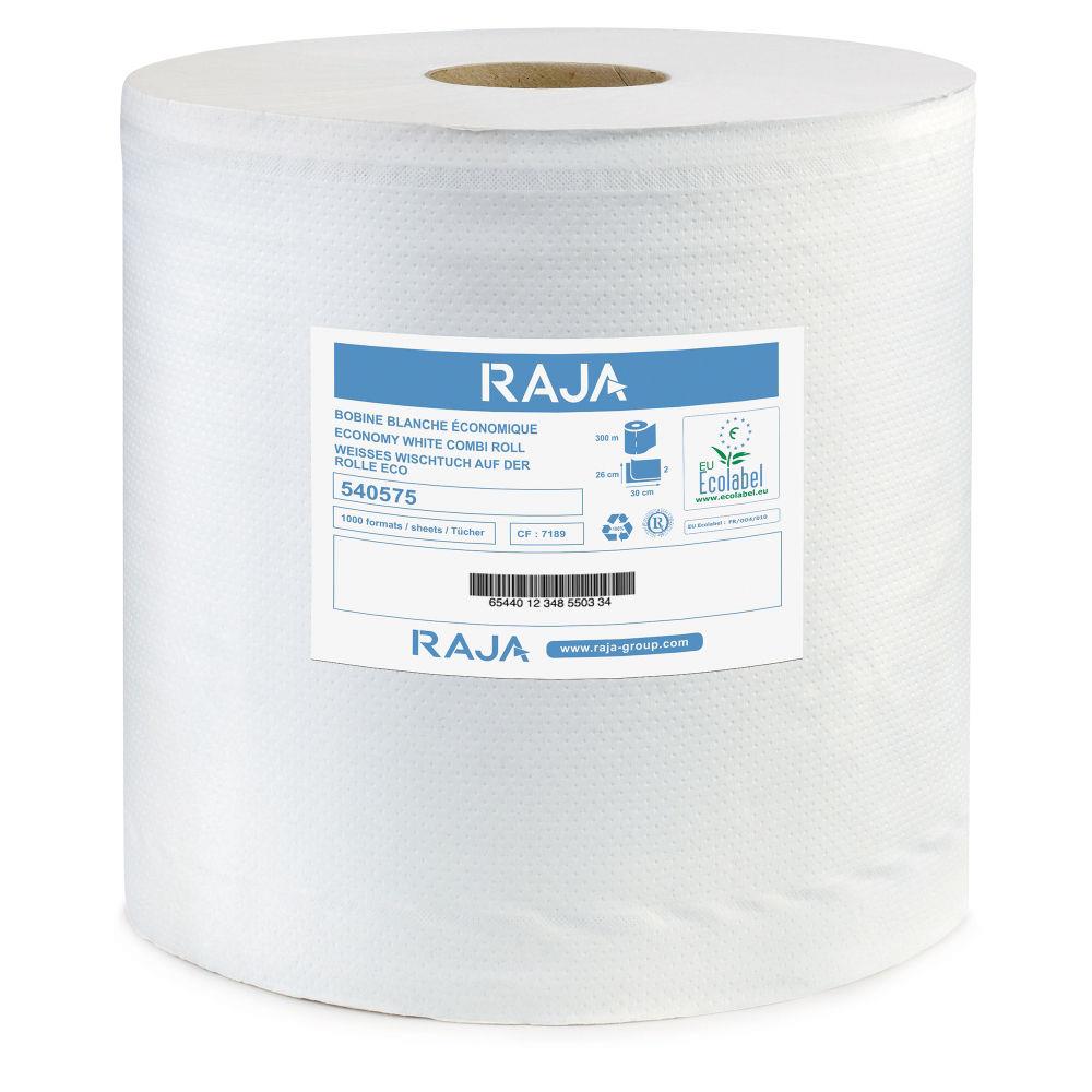 Bobine d'essuyage gaufr Raja - Coloris Blanc - 800 feuilles