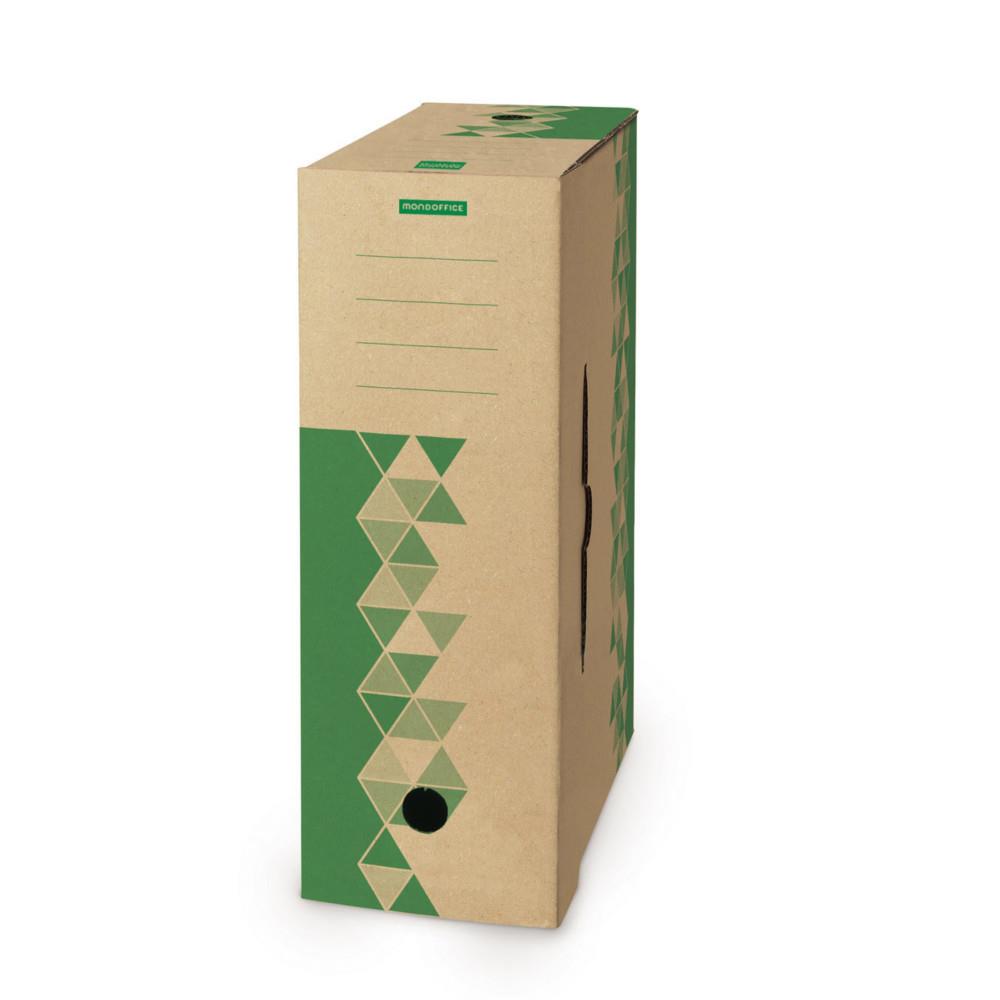 Bo�te archives Mondoffice carton recycl� - Dos 10 cm - Kraft / Vert - Lot de 10