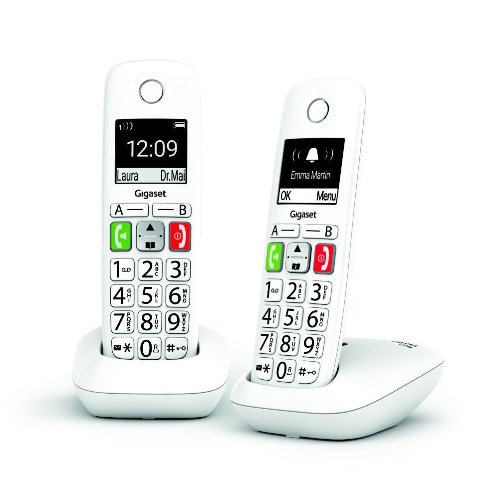 Gigaset e290 duo t�l�phone analog/dect identification de l'appelant blanc