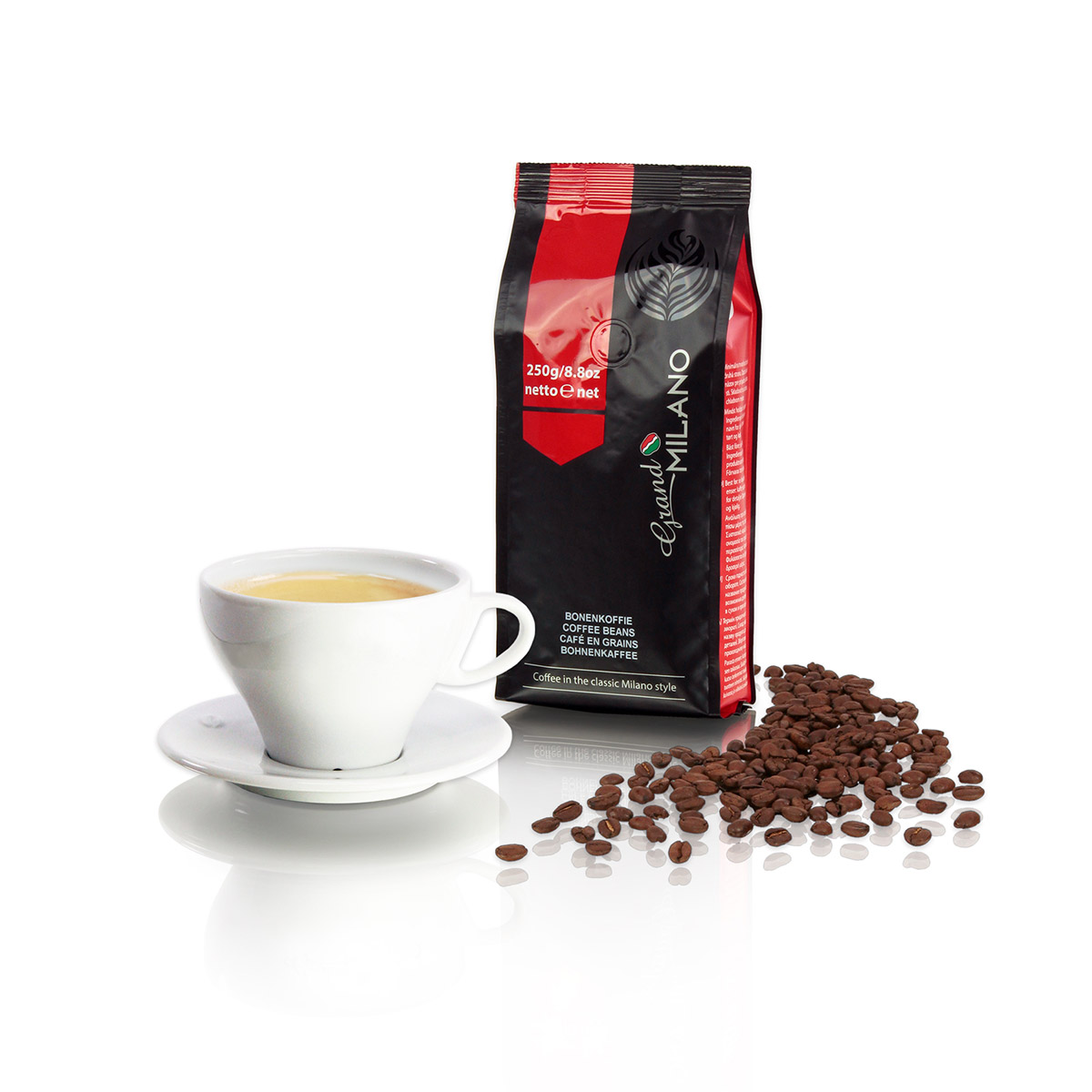 Café en grains Expresso 100 arabica Grand Milano paquet de 250g pas cher Office