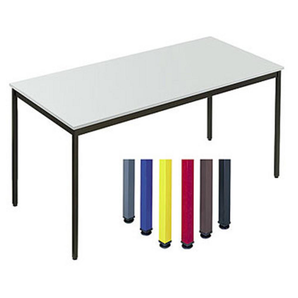 Table polyvalente rectangle - L 160 x P 80 cm - plateau gris - pieds bleu