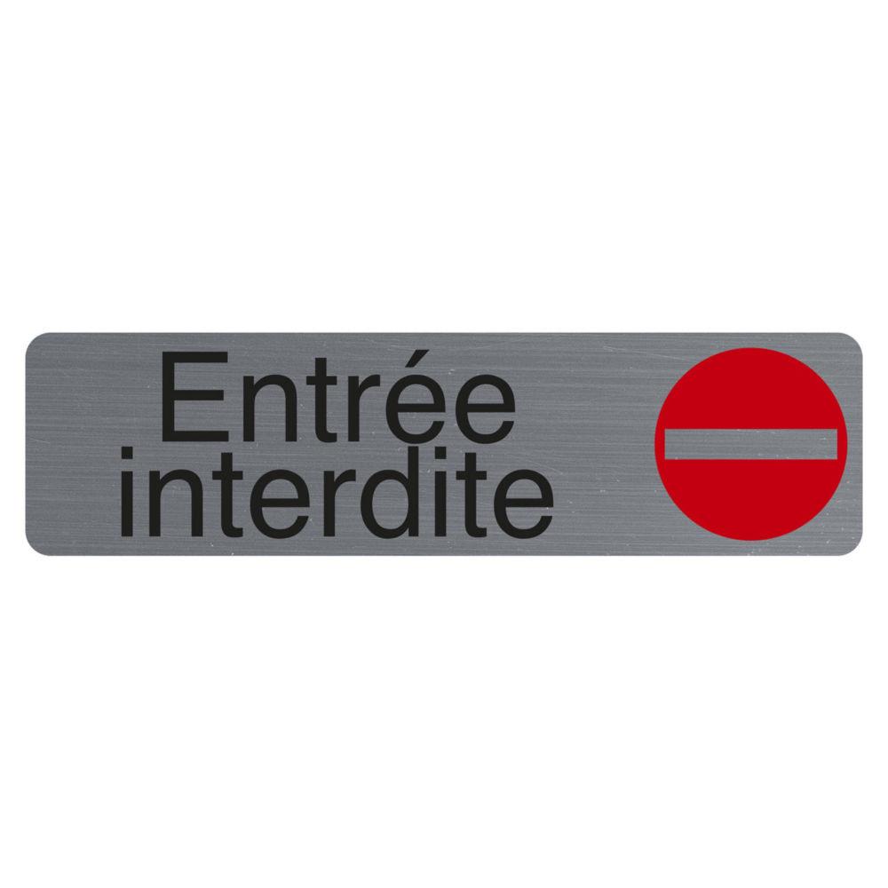 Plaque signaltique adhsive Exacompta Entre interdite - Rectangle Gris / Rouge