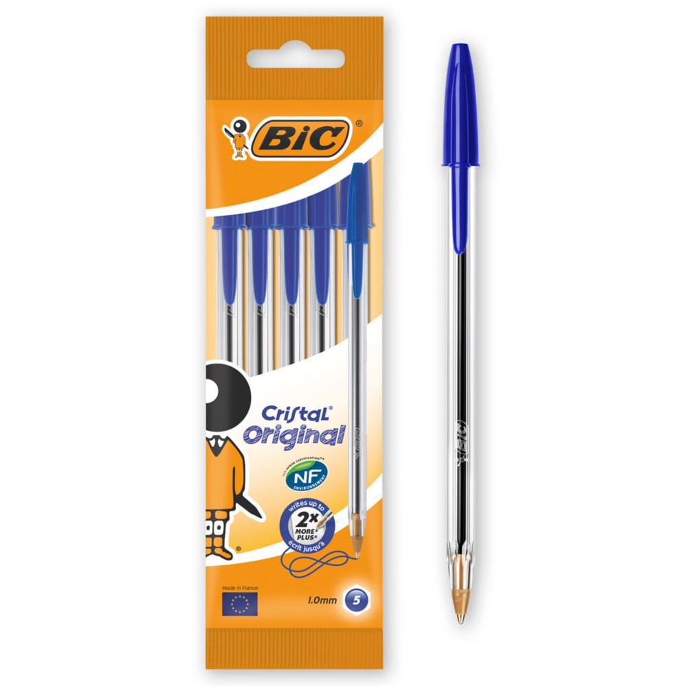 Cristal Original BIC Stylo bille  capuchon pointe moyenne 1 mm bleu - Pochette de 6