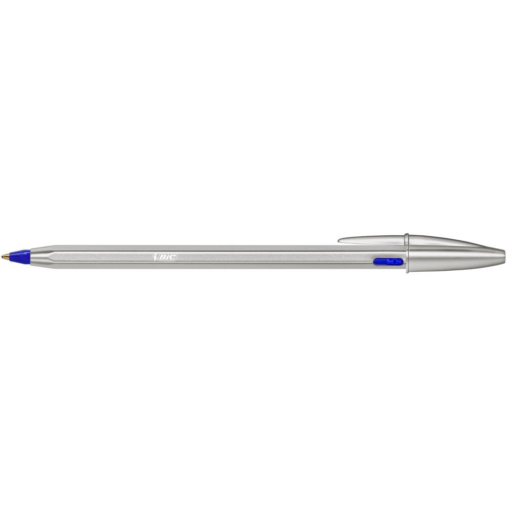 Stylo bille rechargeable  capuchon Bic Cristal Renew - pointe moyenne 1 mm + 2 recharges - bleu