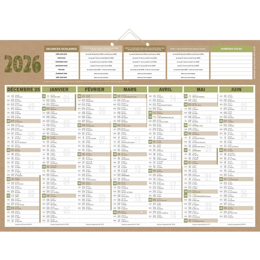 Calendrier mural annuel Bouchut Natura - 40,5 x 55 cm