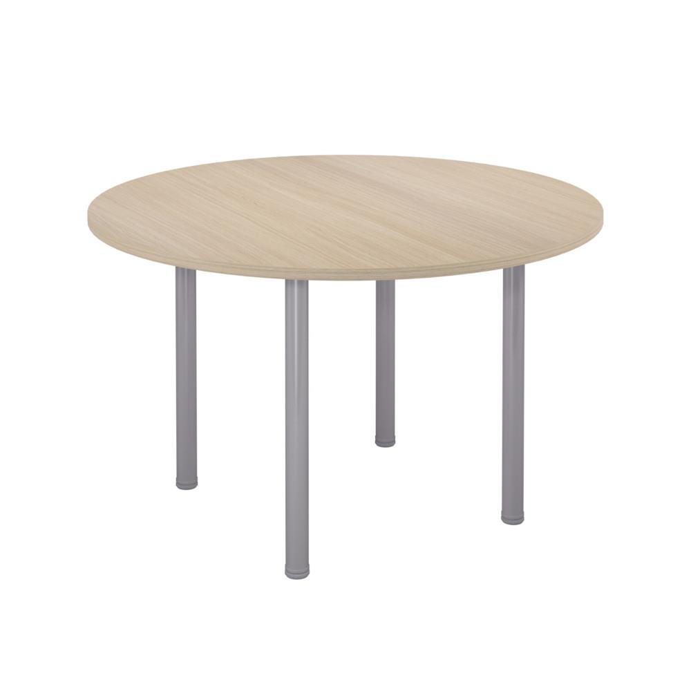 Table Modulaire ronde - pied tubulaire aluminium - plateau ch�ne