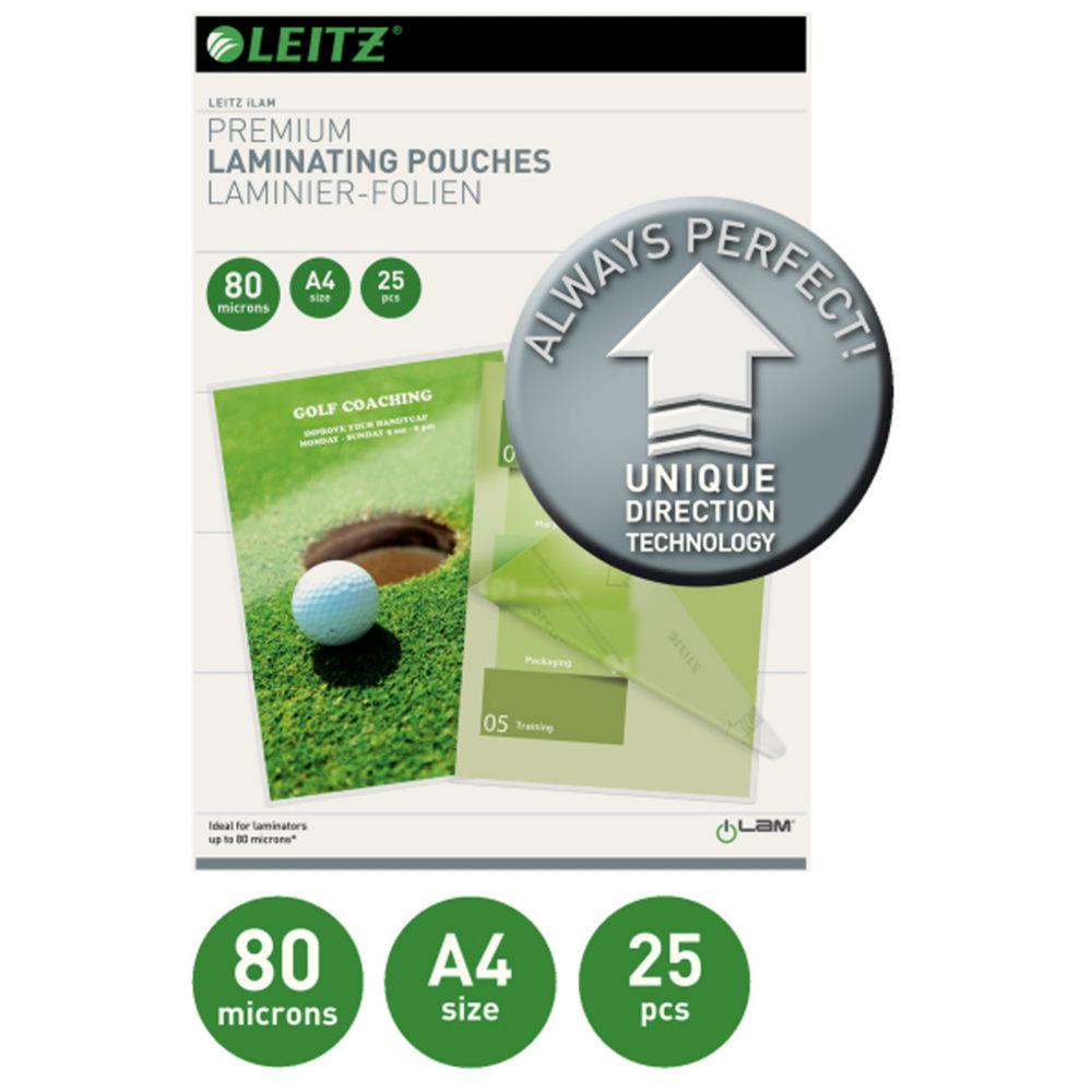 Pochettes de plastification Leitz A4 iLAM UDT - Transparente - Epaisseur : 80 microns par face - Bote de 25