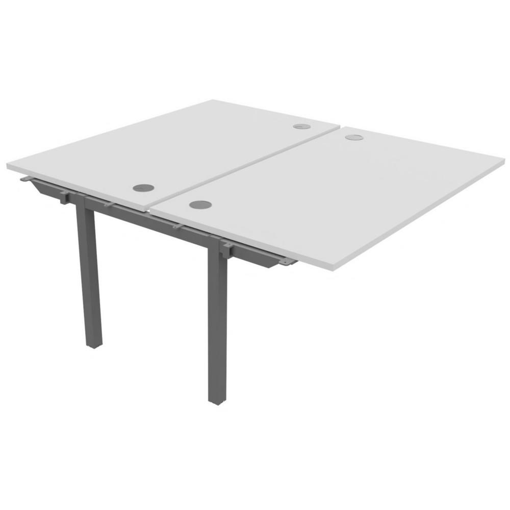 Bureau bench 2 postes Osmose suivant L140 x P163 cm Plateaux Blanc Pieds m�tal Aluminium