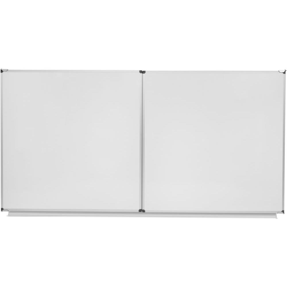 Tableau triptyque blanc �maill� NF Bi-Office - cadre alu -  120 cm x 200 cm - ferm�