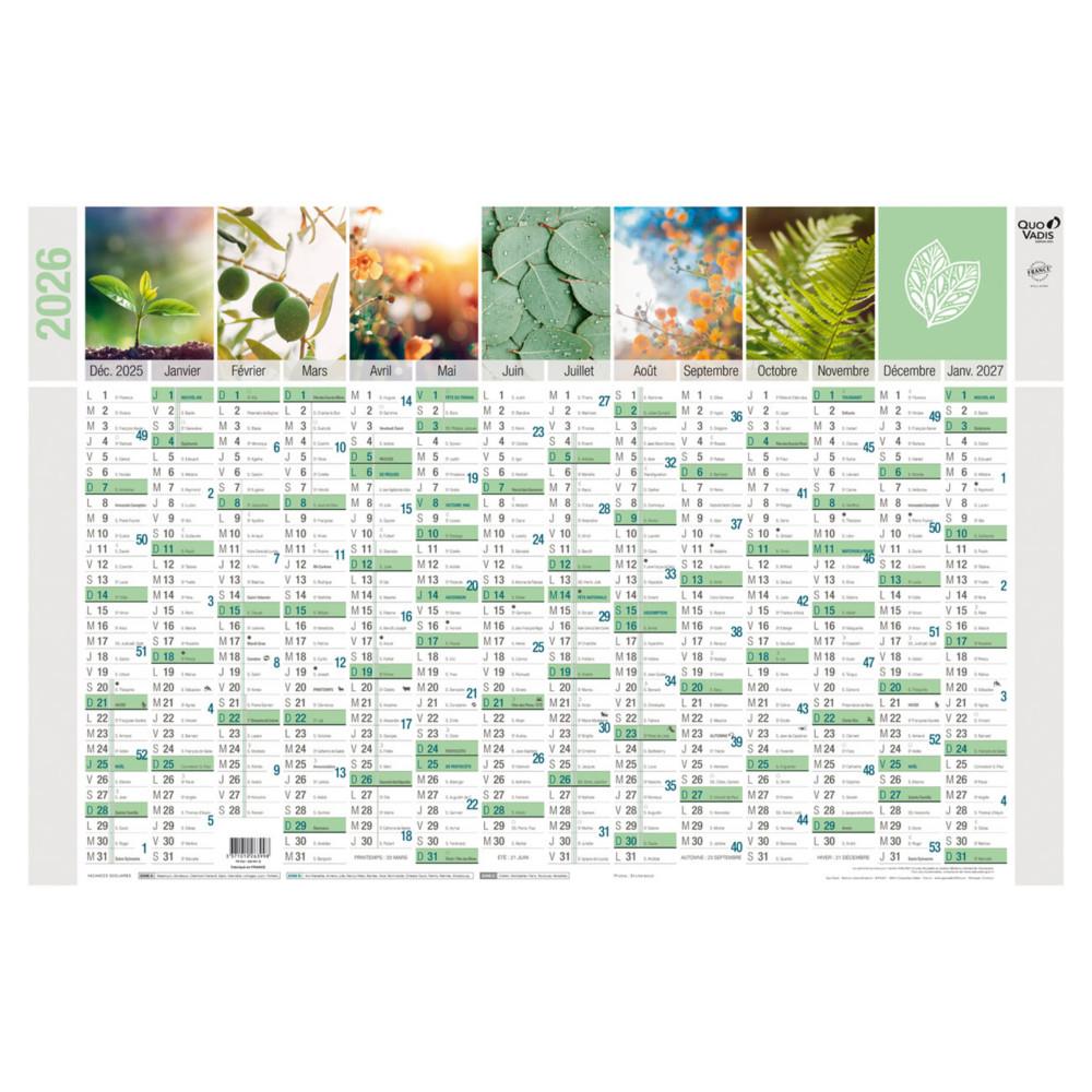Calendrier mural annuel Quo Vadis Equology - 65 x 43 cm - 14 mois par face