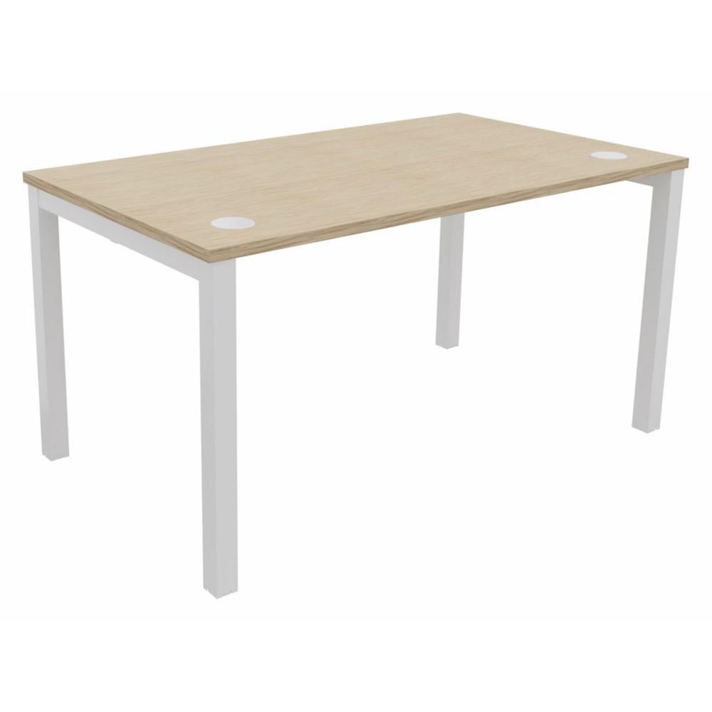 Bureau Osmose L140 x P80 cm - Plateau Chne  Pieds mtal arche Blanc