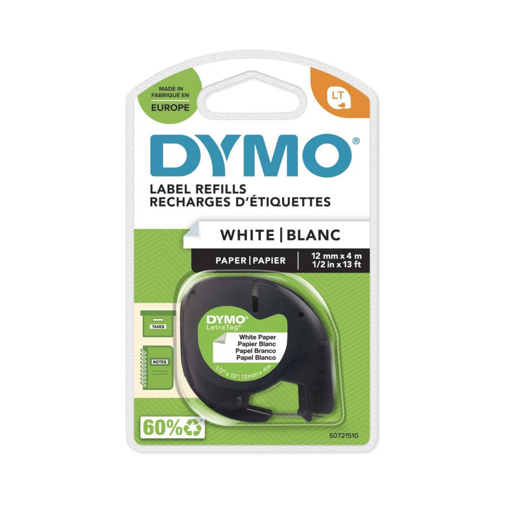 Ruban papier Letratag dymo S0721510 - noir/blanc - 12 mm x 4 m