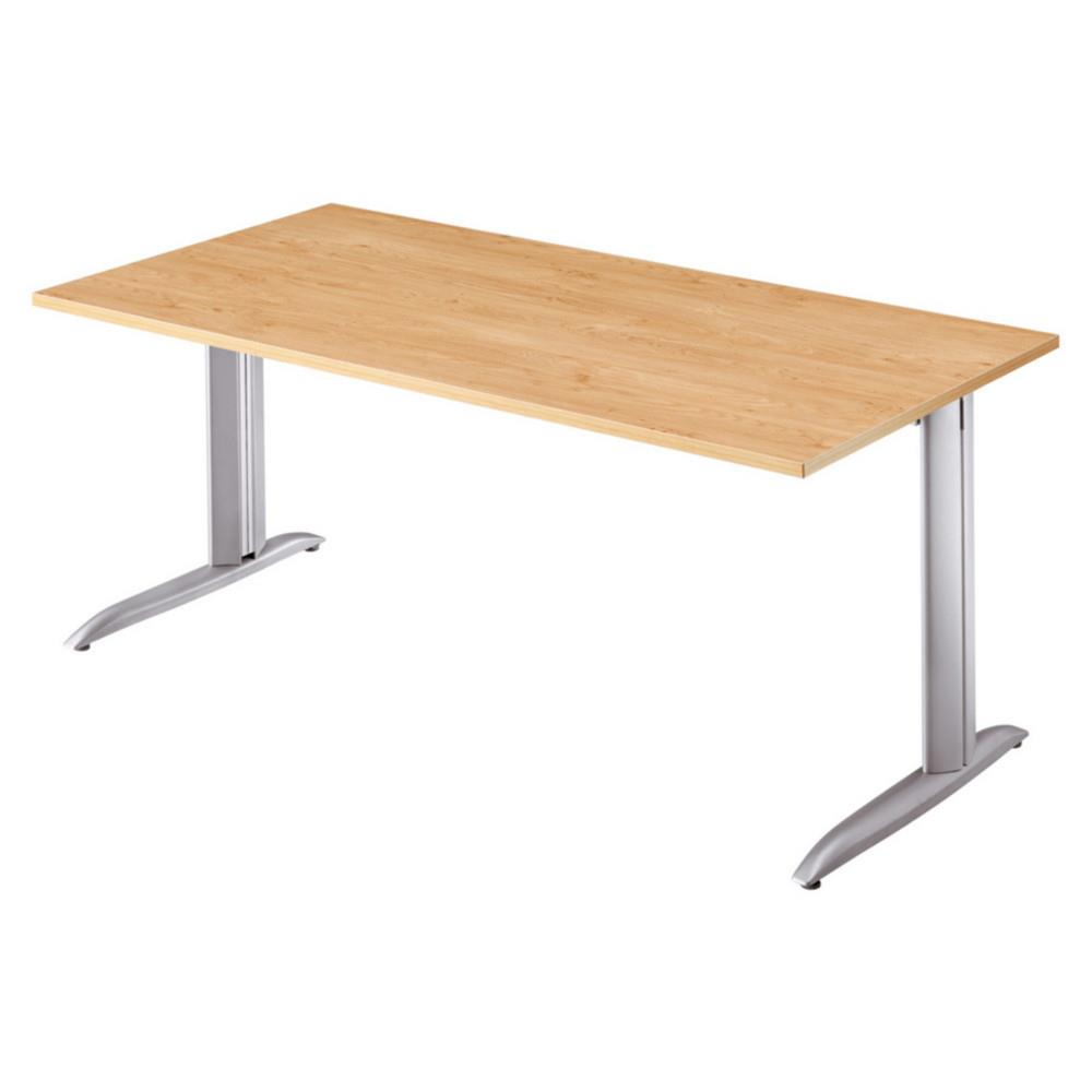 Bureau droit Tempo - L 140 x P 80 cm - plateau chne - pieds L aluminium