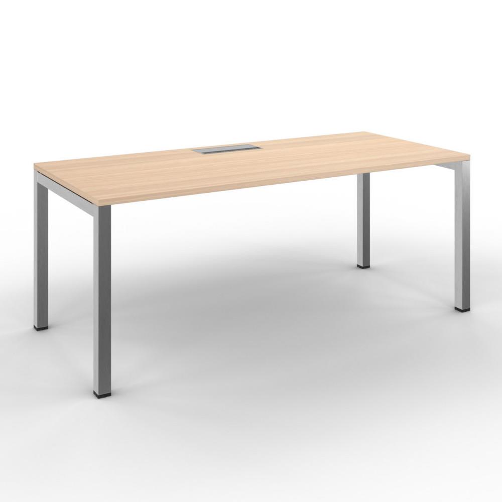 Bureau droit Trappe access Osmose L180 x P80 cm plateau �chancr� Ch�ne - pieds Aluminium