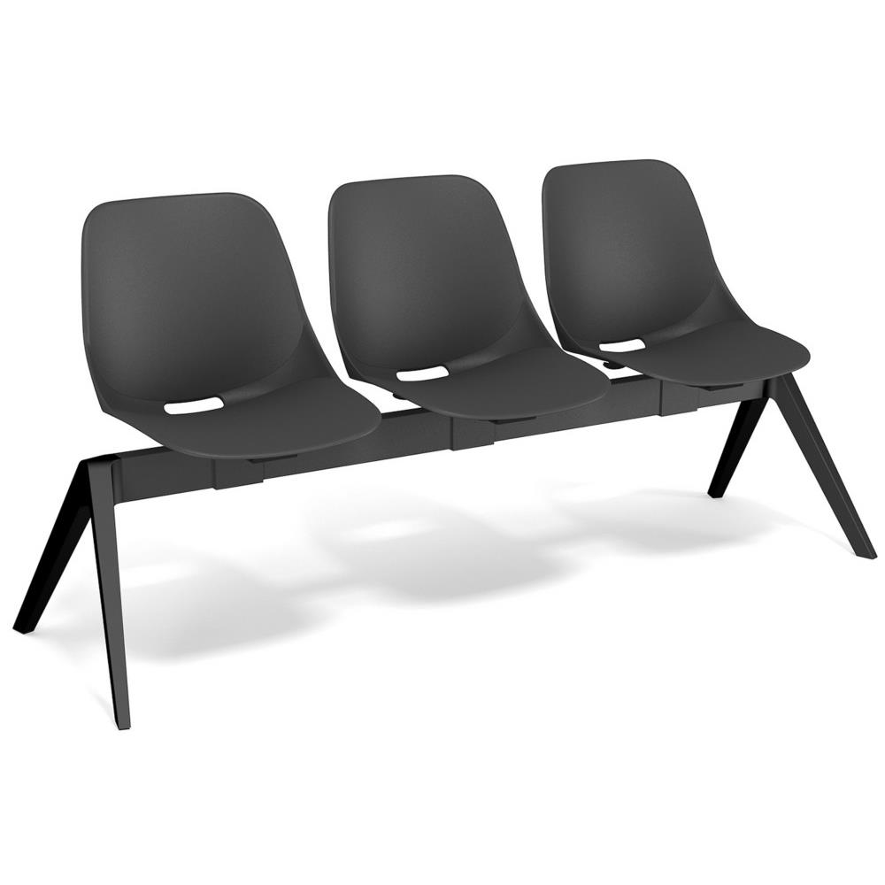 Si�ges sur poutre Pola - 3 places - polypropyl�ne - noir