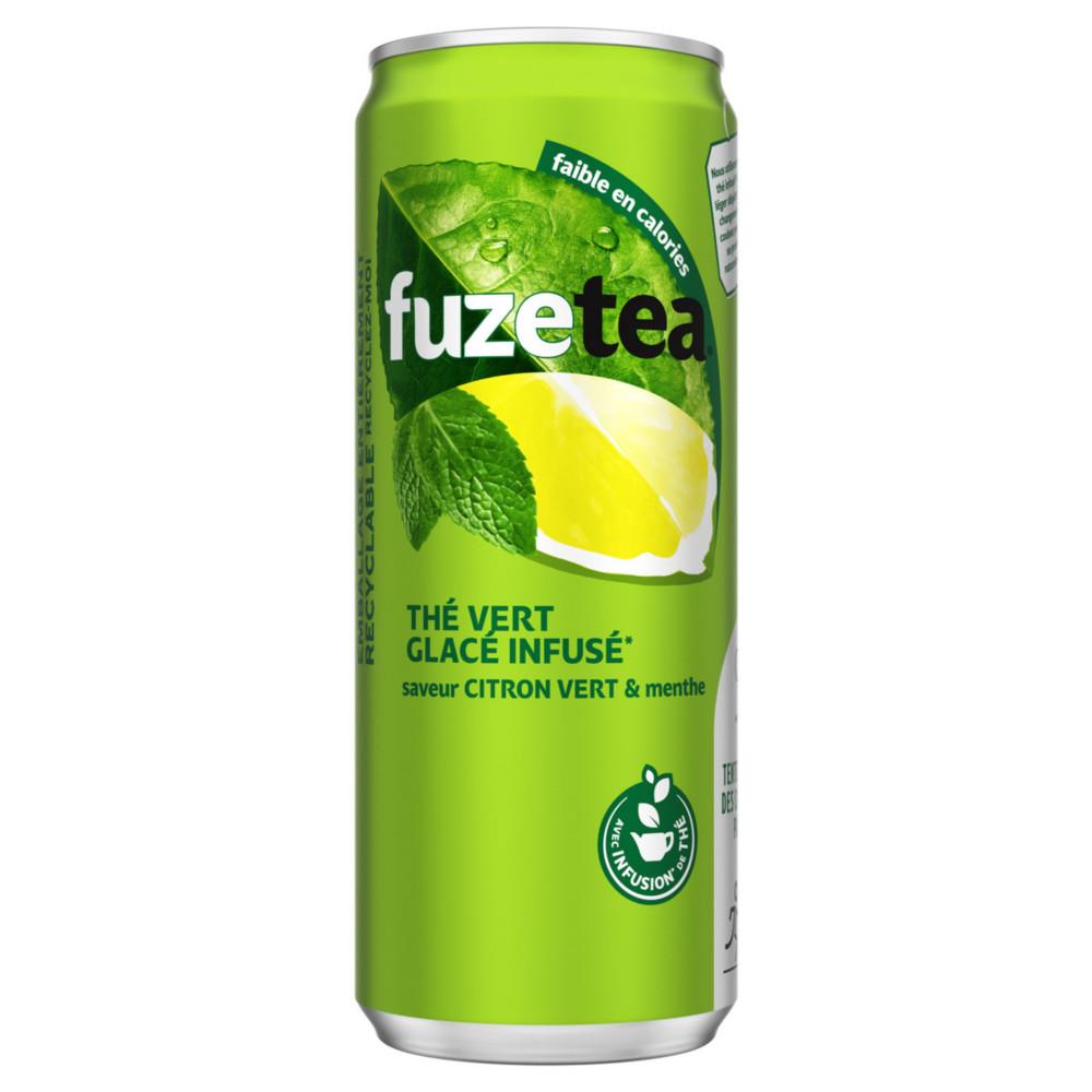 Boisson au th vert glac Fuze Tea saveur menthe citron vert - lot de 24 canettes slim de 33 cl