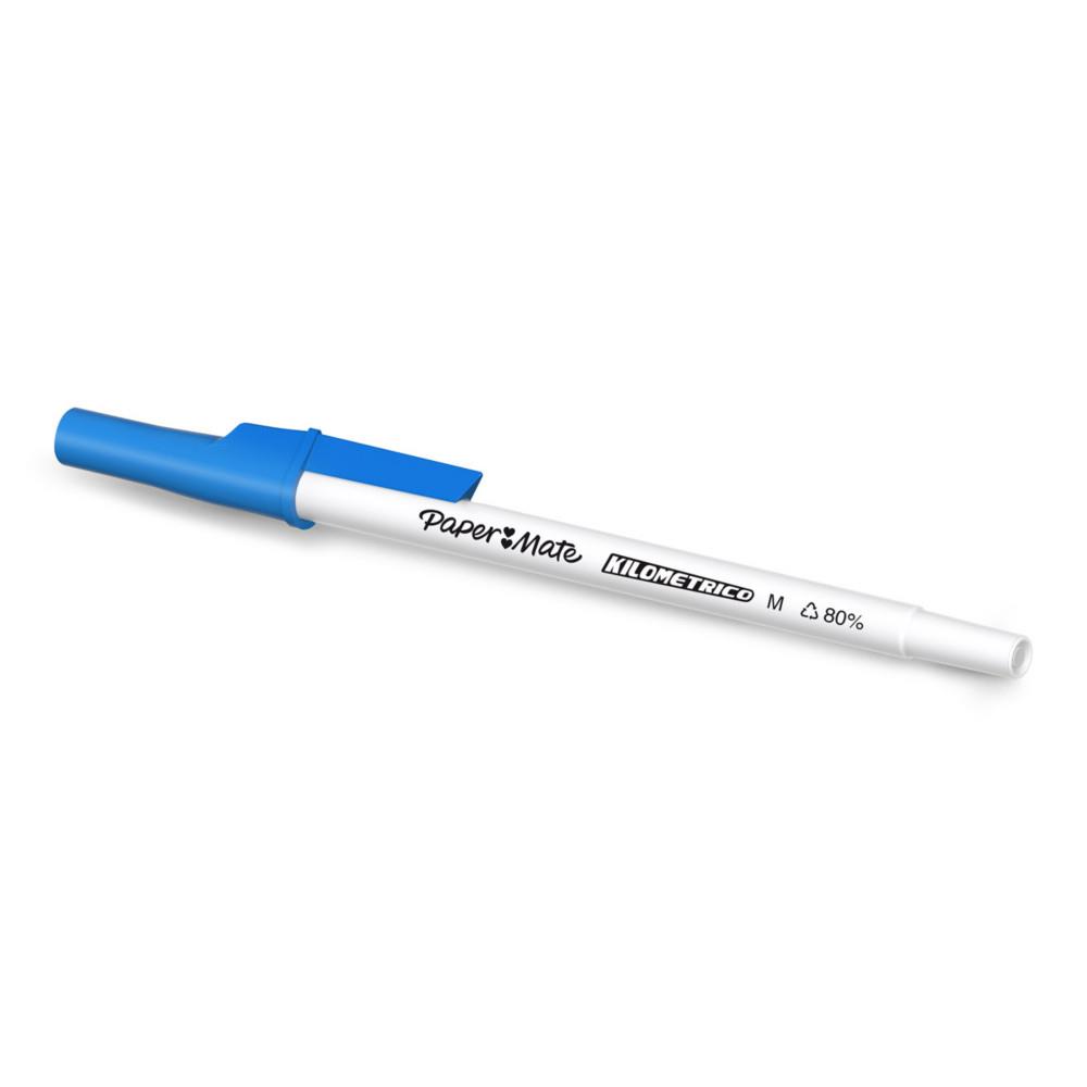 Stylo  bille  capuchon Papermate Kilometrico pointe moyenne 1 mm - Bleu