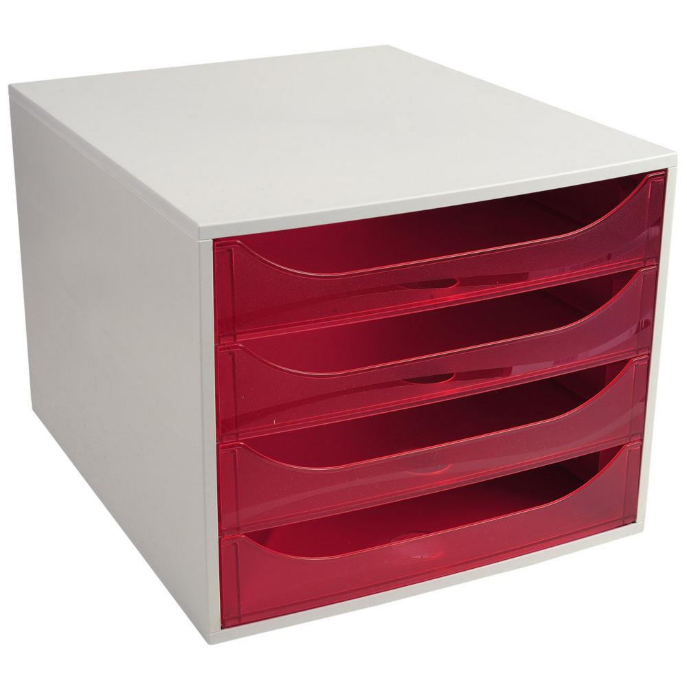 Module de classement Exacompta co - 4 tiroirs - gris rose translucide