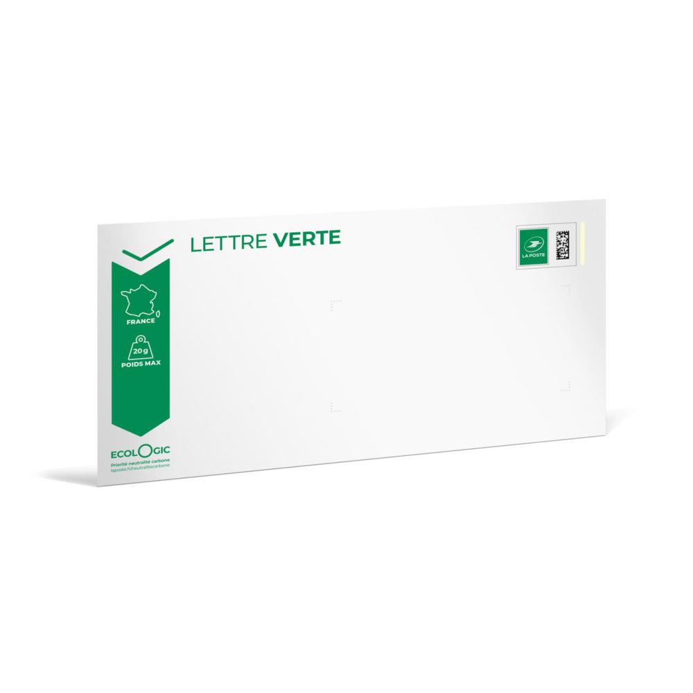 Enveloppes pr-timbres La Poste - Lettre verte -J+3 - Format DL : 110 x 220 mm - 20 g -Soumis  conditions - Lot de 10