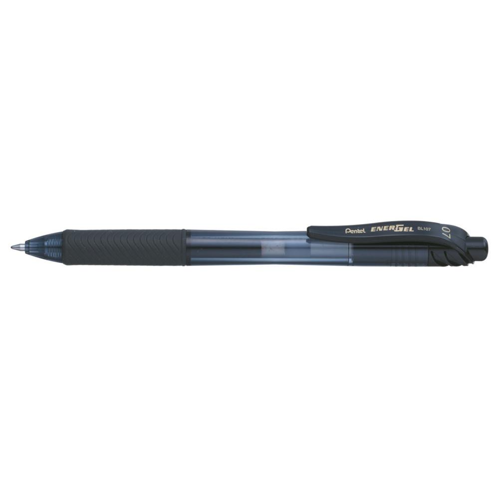 Stylo roller rtractable Pentel EnerGel BL107 pointe moyenne -0,7mm avec zone de prhension - Encre Noire
