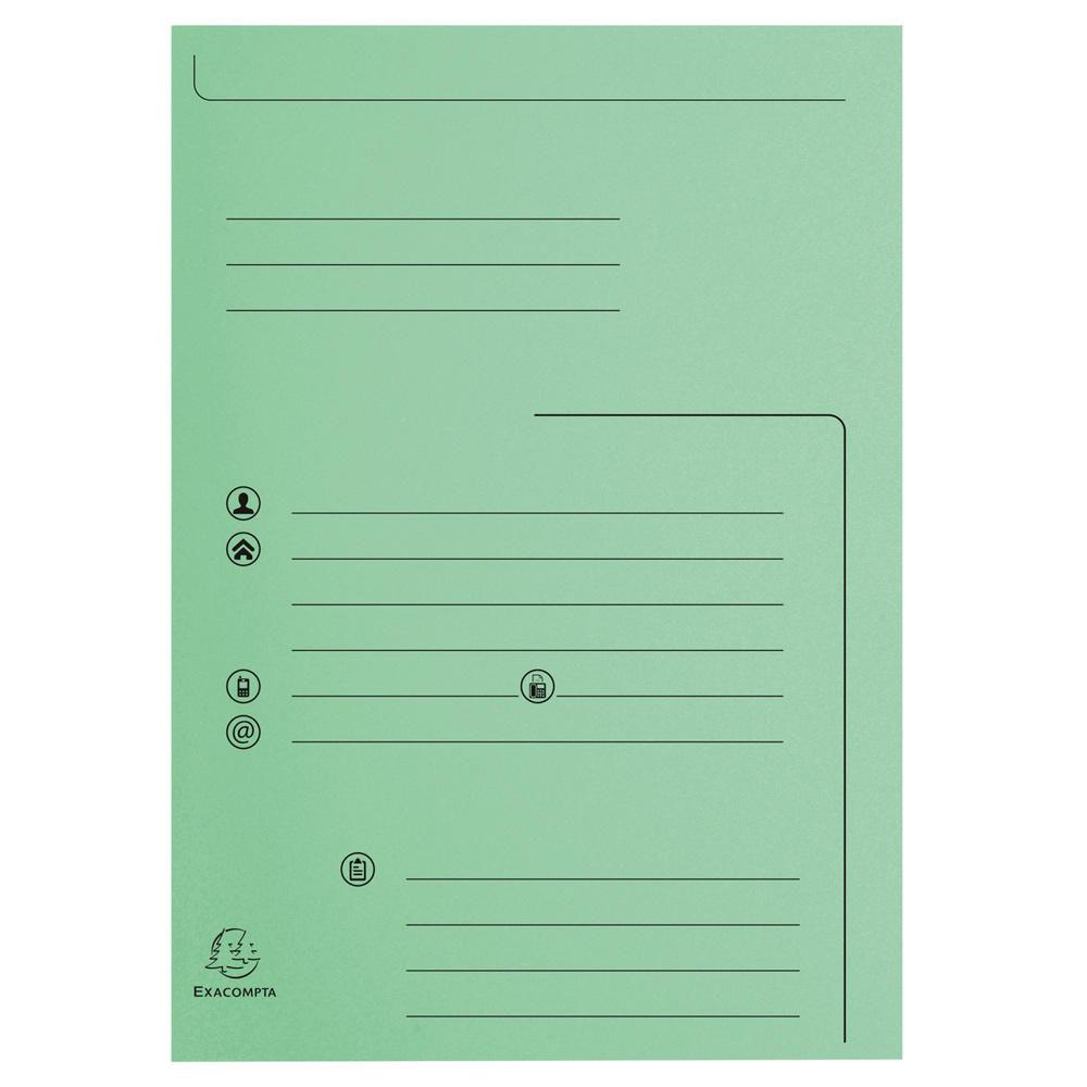 Chemises dossier 2 rabats Exacompta - primprime - capacit de 200f - carte 240 x 320 mm - vert - paquet de 25