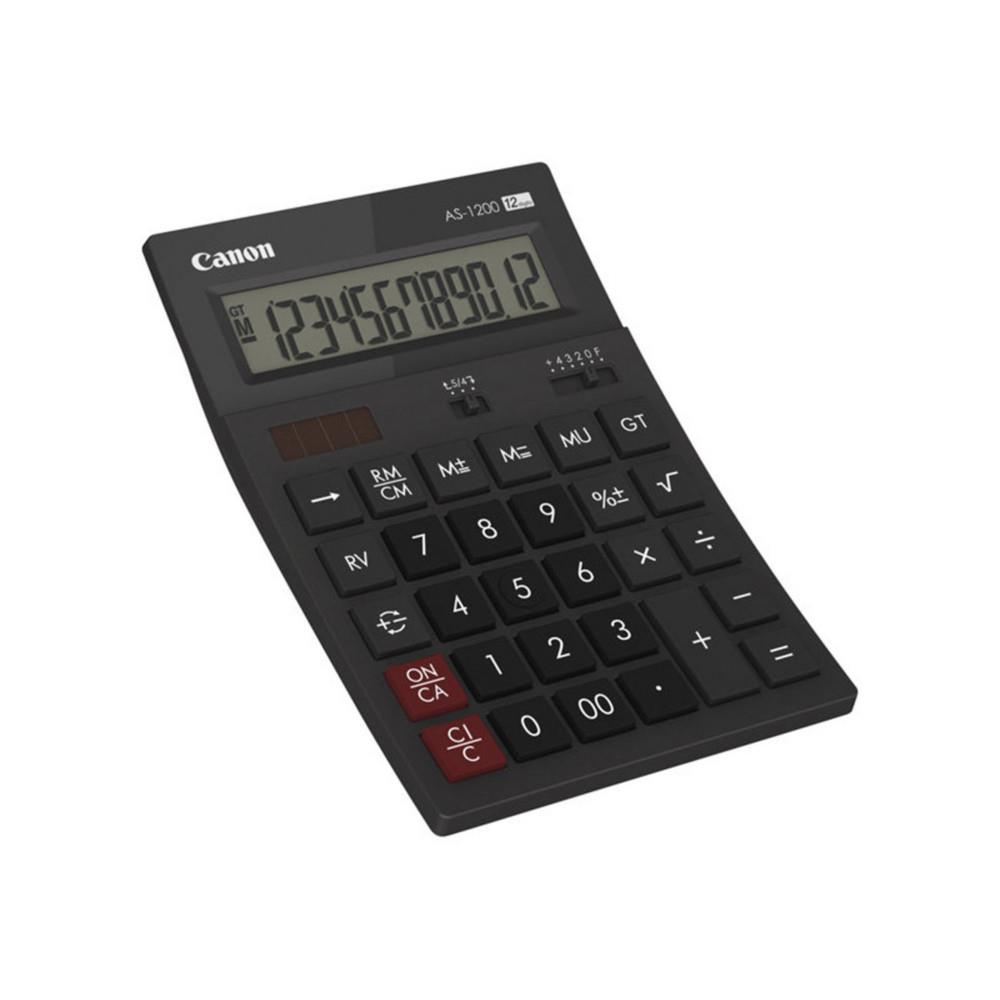 Calculatrice de bureau Canon AS-1200 solaire - 12 chiffres - Gris fonc